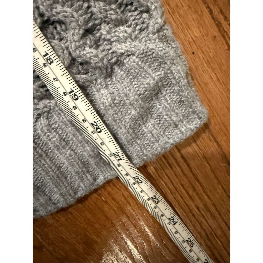 J.Crew grey ruffle neck cableknit cardigan sweater wool blend large - Picture 9 of 13